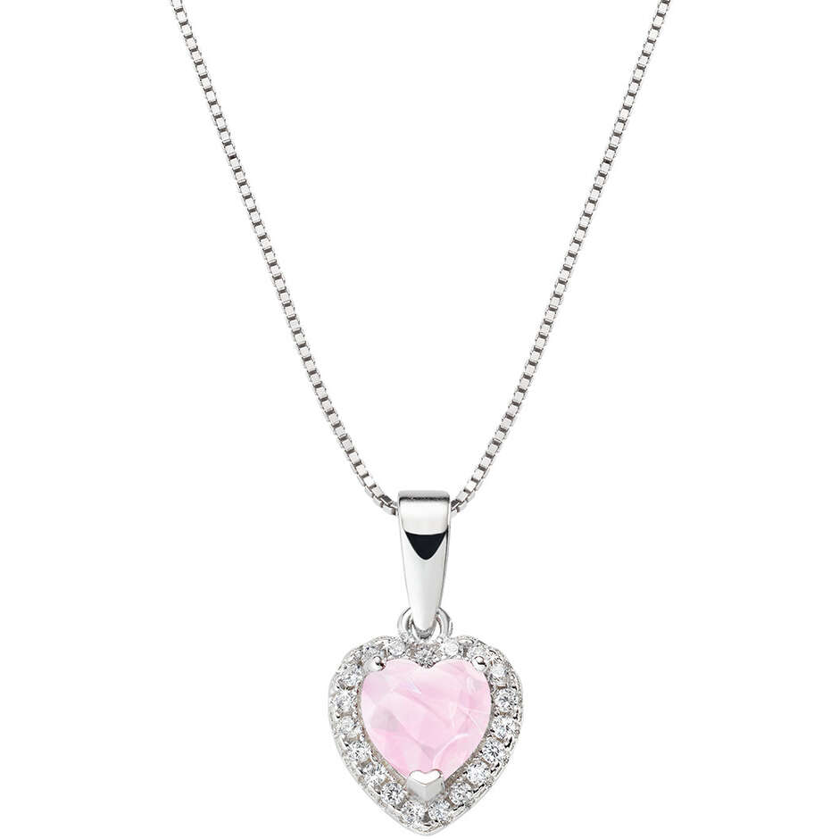 Amen necklace in silver with Pink Heart-shaped pendant