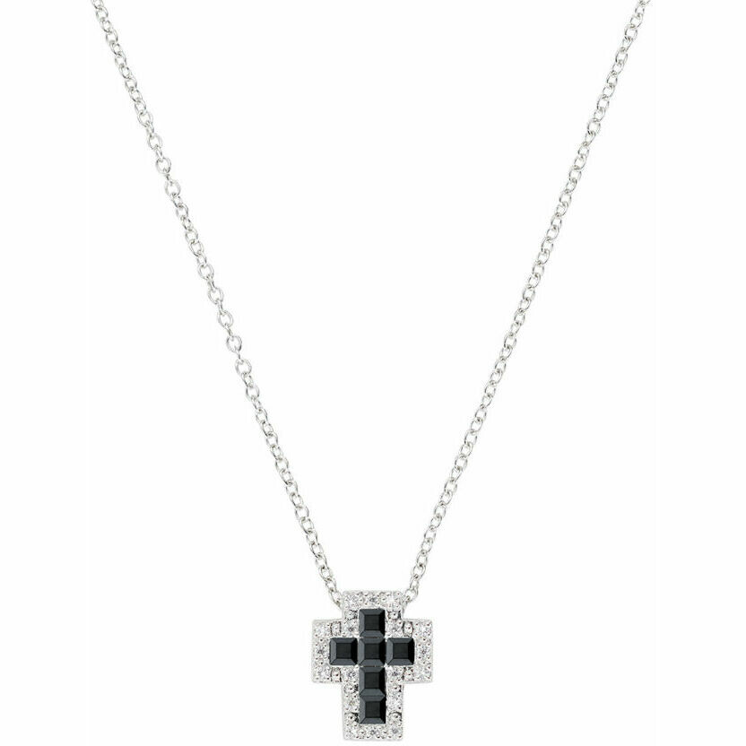 Amen necklace with black and white zircon cross