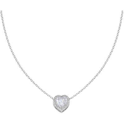 Amen pave heart necklace in silver and white zircons