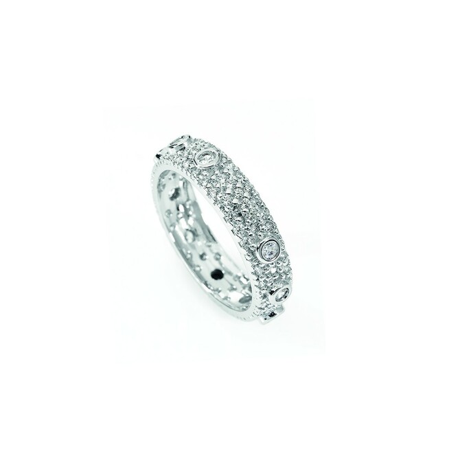 Amen pave rosary ring with white zircons