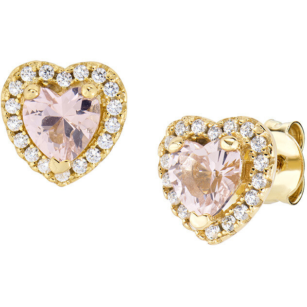 Amen Pink Heart Earring in Gold-Plated Silver