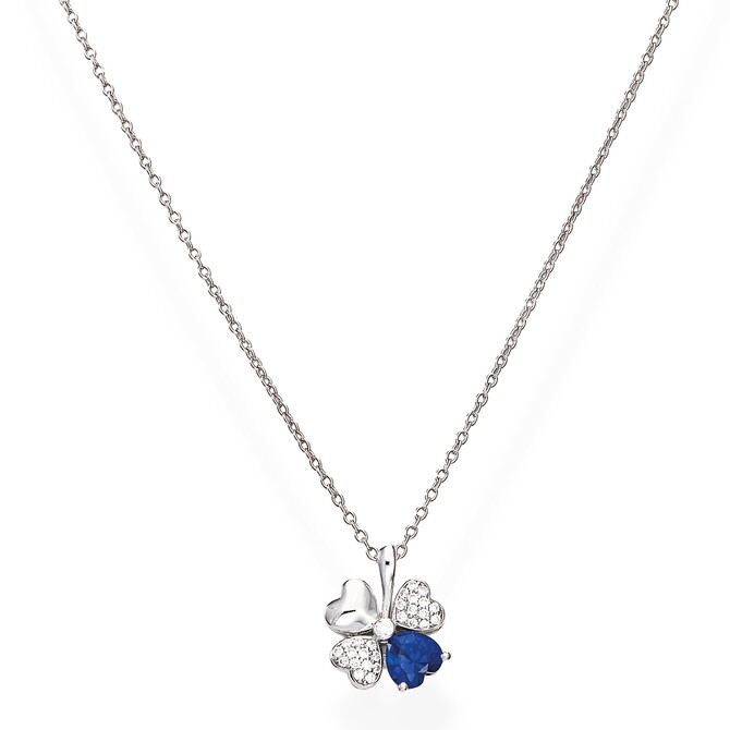 Amen Quadriheart Necklace Rhodium and White and Blue Zircons