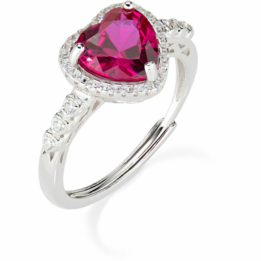 Amen red heart ring in silver and zircons
