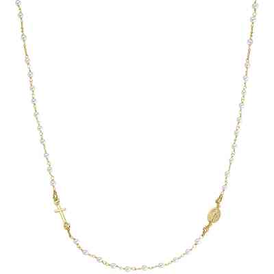 Amen rosary necklace gold and pearl choker Amen rosary necklace gold and pearl choker