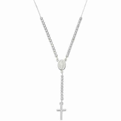 Amen rosary necklace in silver and white zircons Amen rosary necklace in silver and white zircons
