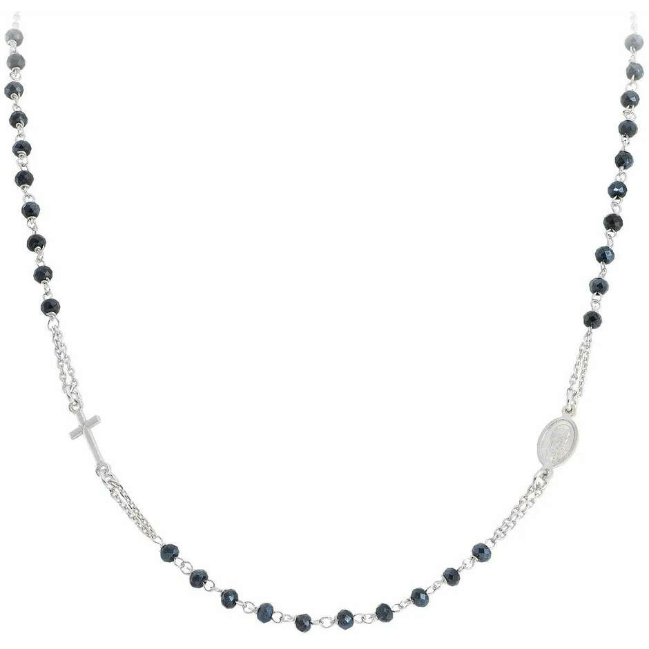 Amen rosary necklace round neck black crystals