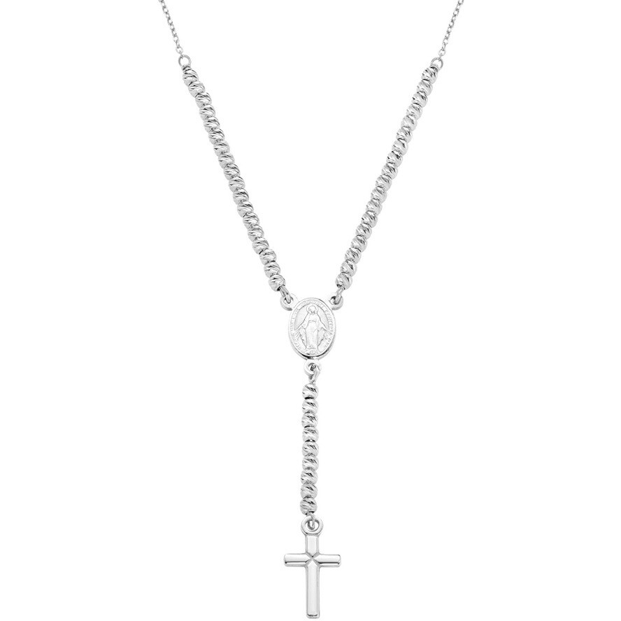 Amen Rosary Necklace with Diamond Spheres