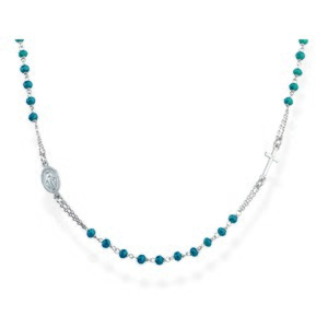 Amen Round Neck Rosary with Blue Crystals Amen Round Neck Rosary with Blue Crystals