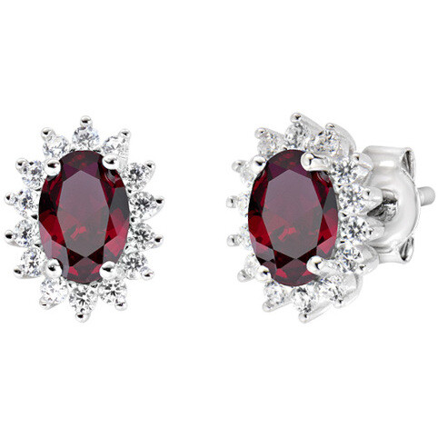 Amen Royal Lady Mini Red Zircon Earrings