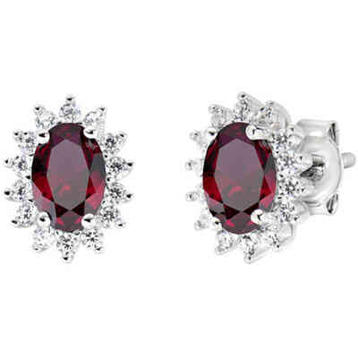Amen Royal Lady Mini Red Zircon Earrings