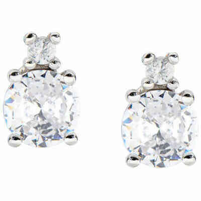 Amen solitaire earrings in silver and zircons Amen solitaire earrings in silver and zircons