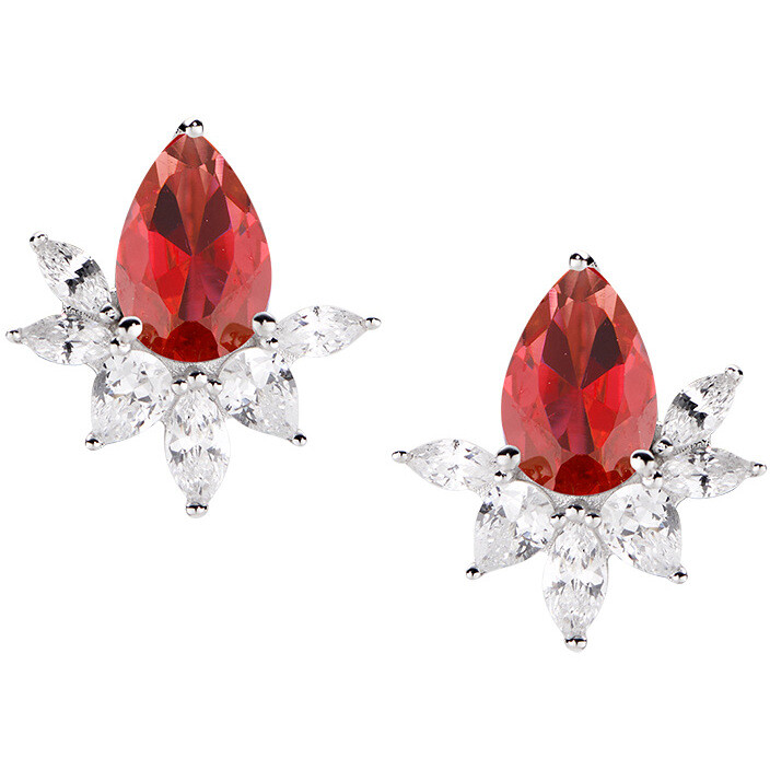 Amen Stardust lobe earrings in silver and white and red drops