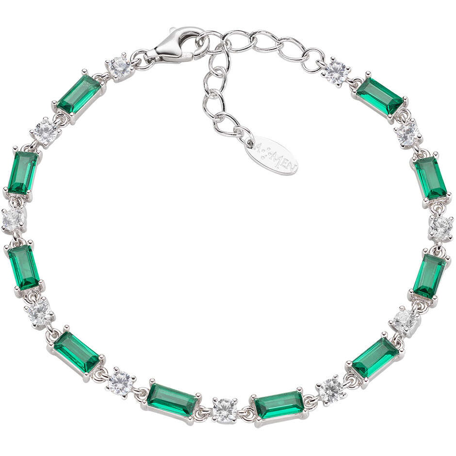 Amen Stardust tennis bracelet in silver and green and white zircons