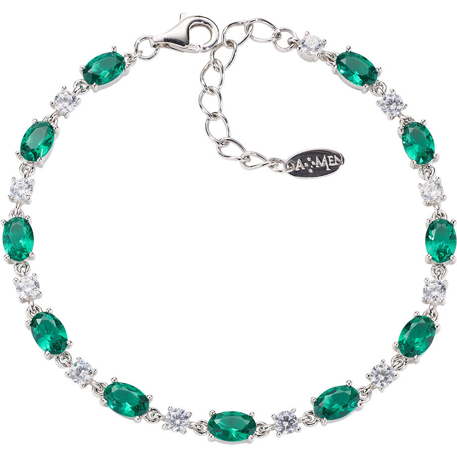 Amen Stardust tennis bracelet in silver and green and white zircons