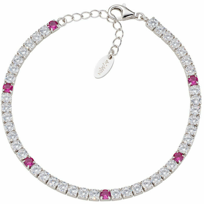 Amen Tennis Bracelet Gold with White and Red Zircons 3mm