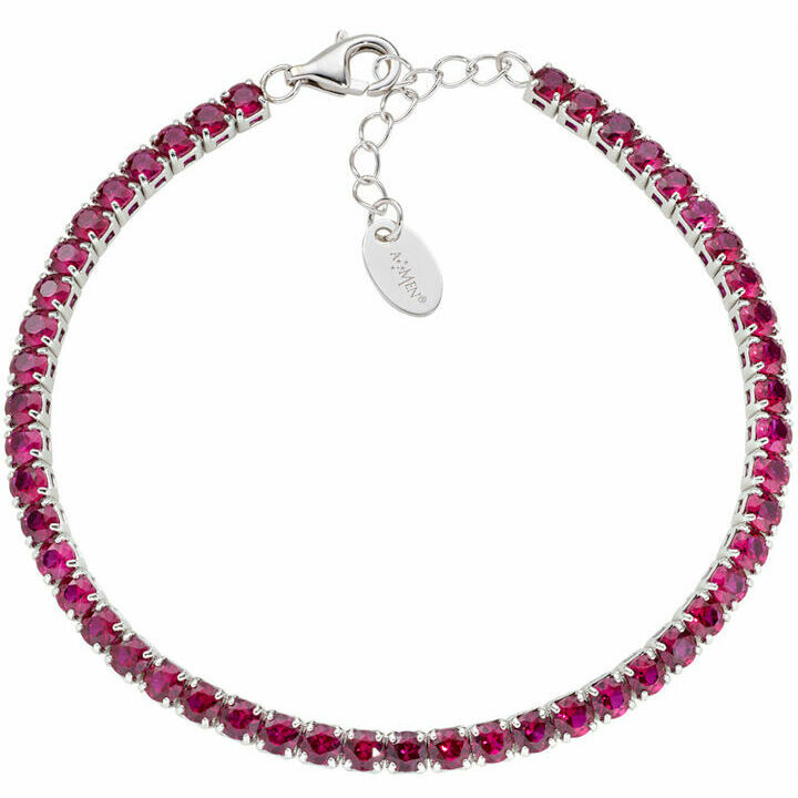 Amen Tennis Bracelet in Silver with 3mm Red Zircons
