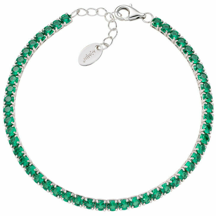 Amen Tennis Bracelet in Silver with Green Zircons 3mm