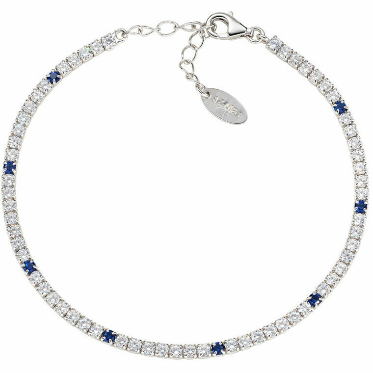 Amen Tennis Bracelet with White and Blue Zirconia
