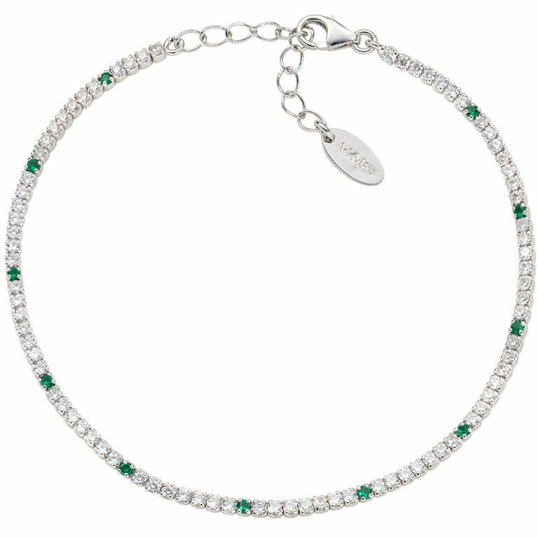 Amen Tennis Bracelet with White and Green Zirconia 1.5 mm