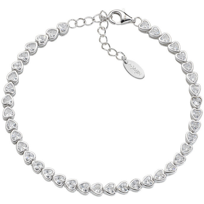 Amen Tennis Bracelet with White Hearts