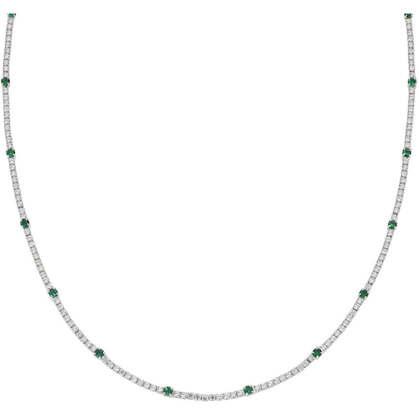 Amen Tennis Necklace with White and Green Zircons