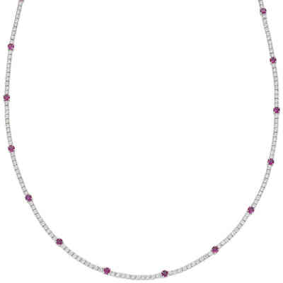 Amen Tennis Necklace with White and Red Zircons Amen Tennis Necklace with White and Red Zircons