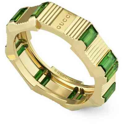 Anello a fascia Gucci Link To Love in oro giallo con tormaline Anello a fascia Gucci Link To Love in oro giallo con tormaline