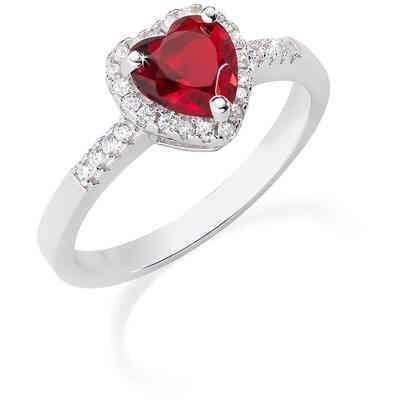 Anello Amen in Argento e Zirconi a forma di Cuore Anello Amen in Argento e Zirconi a forma di Cuore