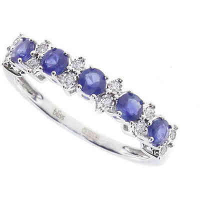 Anello Bliss in oro bianco diamanti e zaffiri Anello Bliss in oro bianco diamanti e zaffiri