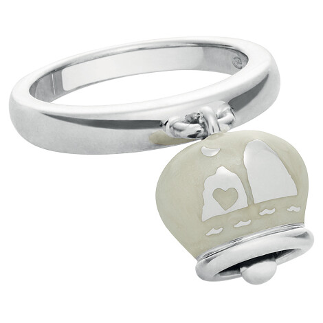 Anello Chantecler Campanella in argento e smalto bianco