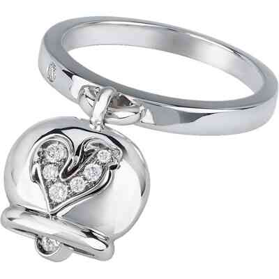 Anello Chantecler Campanella in oro bianco 18Kt diamanti e gallo in pavé di diamanti Anello Chantecler Campanella in oro bianco 18Kt diamanti e gallo in pavé di diamanti