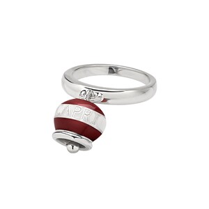 Anello Chantecler campanella micro DOLCE VITA Capriness in argento e smalto bianco e rosso Anello Chantecler campanella micro DOLCE VITA Capriness in argento e smalto bianco e rosso