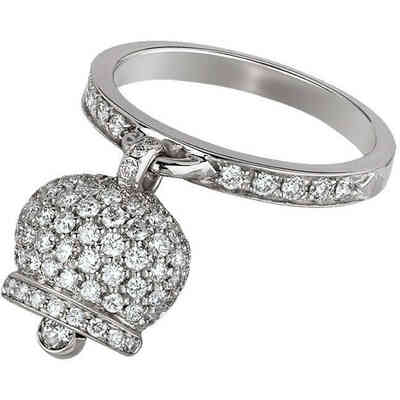 Anello Chantecler Campanella piccola in oro bianco 18 kt e pavè di diamanti Anello Chantecler Campanella piccola in oro bianco 18 kt e pavè di diamanti