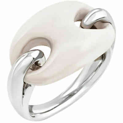 Anello Chantecler Capriness maglia marina e resina bianca Anello Chantecler Capriness maglia marina e resina bianca