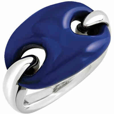 Anello Chantecler Capriness maglia marina in argento e resina blu Anello Chantecler Capriness maglia marina in argento e resina blu