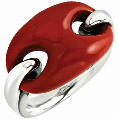 Anello Chantecler Capriness maglia marina in argento e resina rossa Anello Chantecler Capriness maglia marina in argento e resina rossa