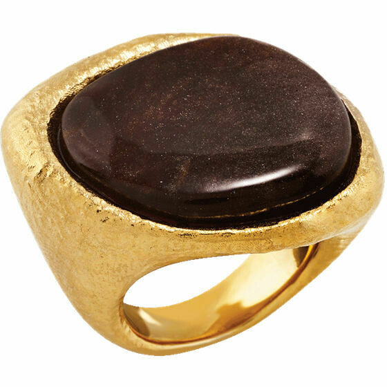 Anello Chantecler Enchanté in argento dorato e resina color miele