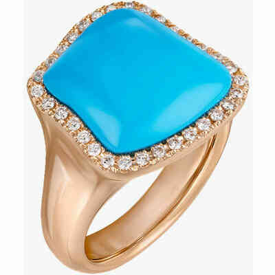 Anello Chantecler Enchanté in oro rosa con diamanti e turchese Anello Chantecler Enchanté in oro rosa con diamanti e turchese