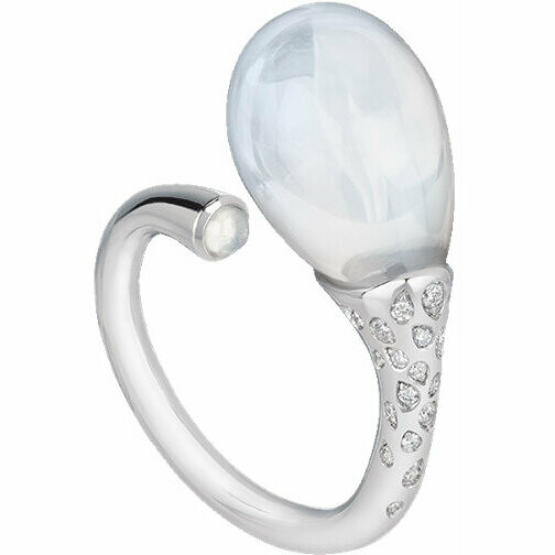 Anello Chantecler Joyful in oro bianco Diamanti e Poire di Cristallo Milk
