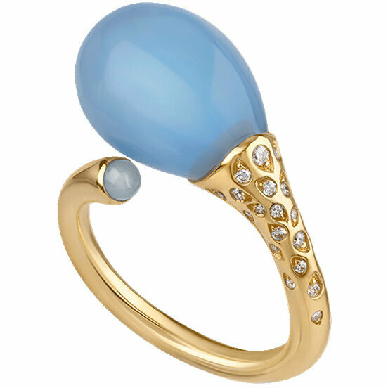 Anello Chantecler Joyful in oro Diamanti e Poire di Cristallo Glicine