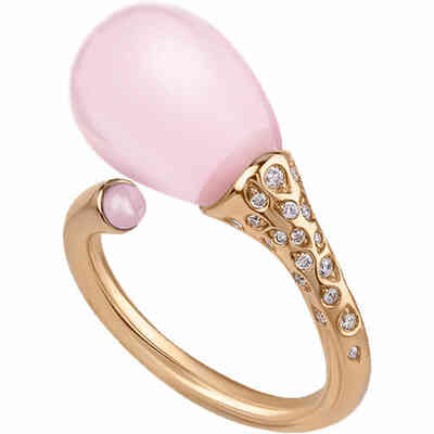 Anello Chantecler Joyful in oro Diamanti e Poire di Cristallo Rosa Anello Chantecler Joyful in oro Diamanti e Poire di Cristallo Rosa