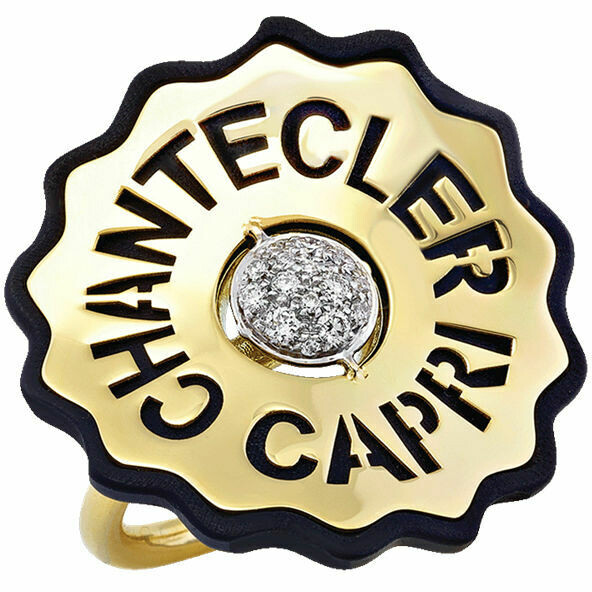 Anello Chantecler Logo con resina nera e diamanti