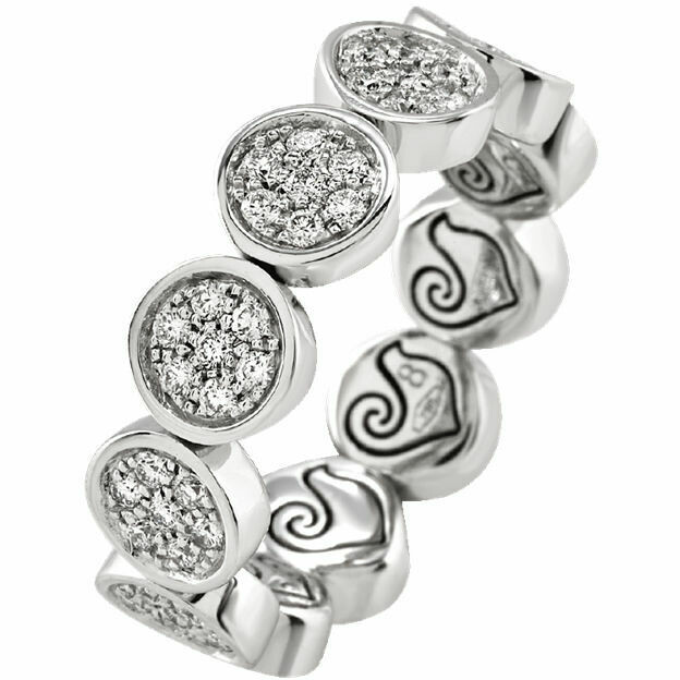 Anello Chantecler Paillettes oro bianco e diamanti