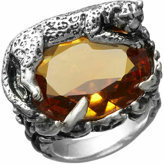 Anello Giovanni Raspini Leopardo in argento e quarzo citrino