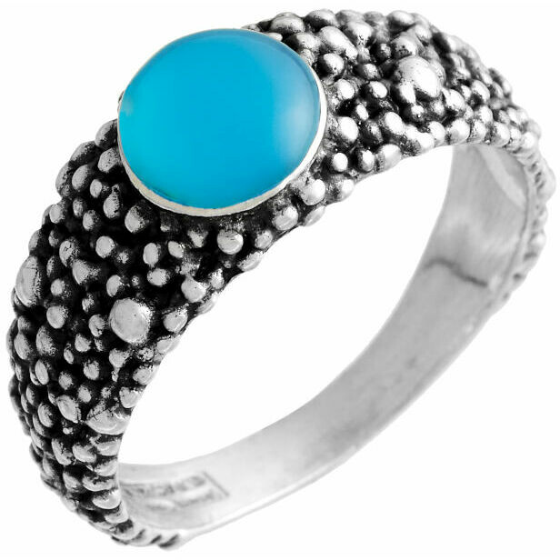 Anello Giovanni Raspini perlage con Agata Azzurra