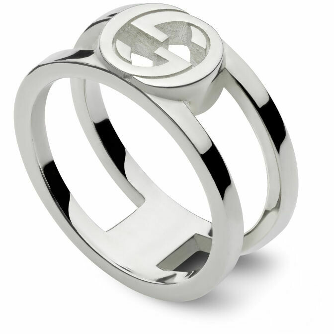 Anello Gucci Interlocking G fascia larga in argento