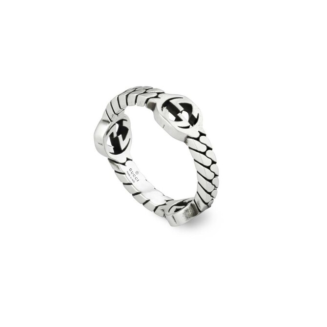 Anello Gucci Interlocking G grourmette con GG 3,5mm