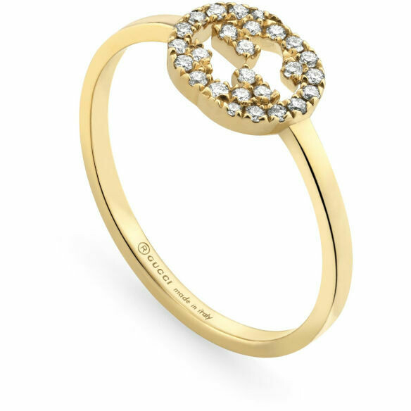 Anello Gucci Interlocking G in oro giallo e diamanti