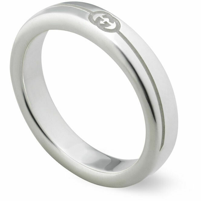 Anello Gucci Tag in argento fascia sottile da 4 mm