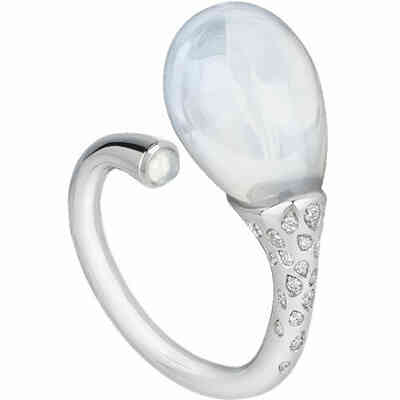 Anello in Oro Bianco Diamanti e Poire di Cristallo Milk Chantecler Joyful Anello in Oro Bianco Diamanti e Poire di Cristallo Milk Chantecler Joyful